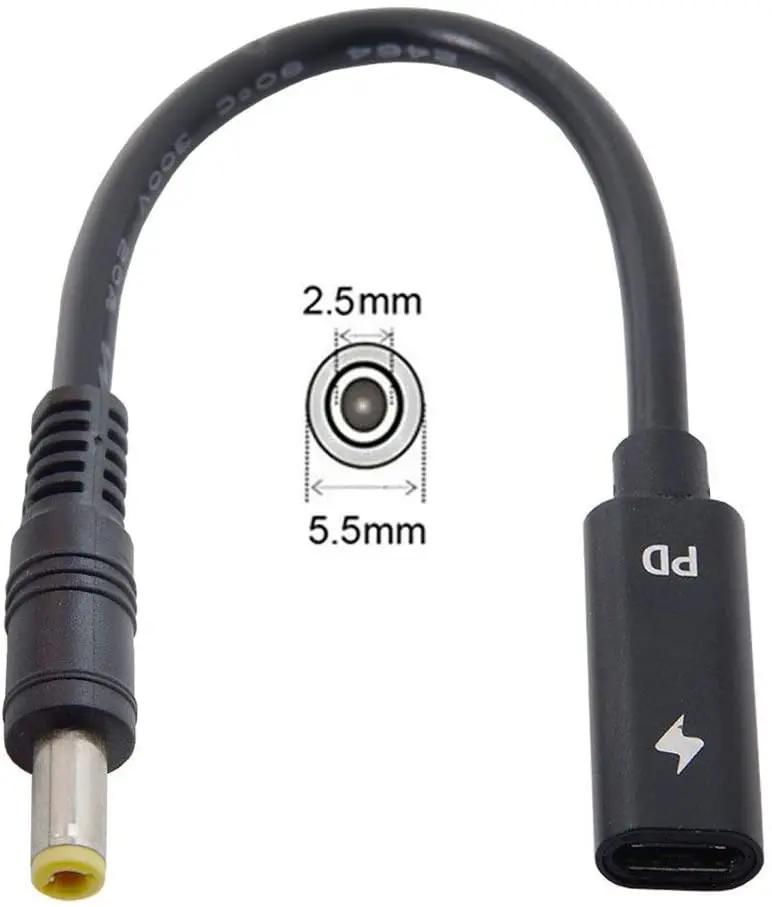 ƮϿ C Ÿ USB-C  Է-DC 5.5x2.5mm  PD  ̺, 18-20V